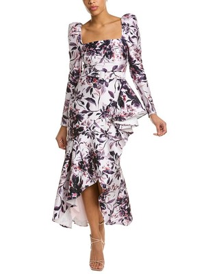 

Женское дневное платье с драпировкой и воланами Badgley Mischka, фиолетовый