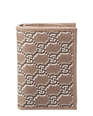 Женский кошелек Gucci Medium Gg Shadow из холста и кожи бежевого цвета