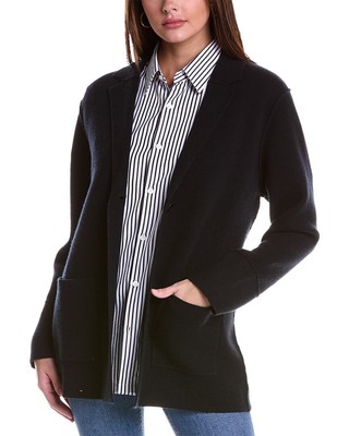 

Женский кашемировый кардиган Forte Cashmere с вырезом на воротнике, черный, размер