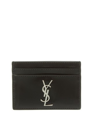 Кожаный держатель для карт Saint Laurent Cassandre Женский, черный