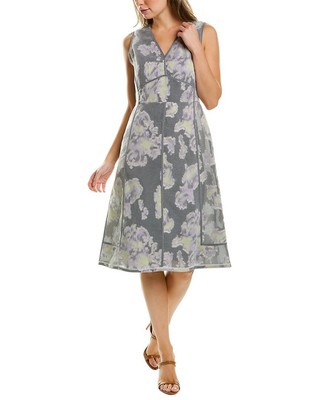 Pre-owned 3.1 Phillip Lim Abstract Daisy Fil Coupe Silk-blend Midi Dress Women's In Gray
