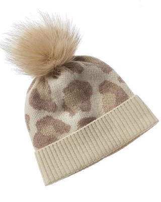 

Amicale Cashmere Cheetah Кашемировая шапка женская с манжетами, коричневая, Коричневый, NA
