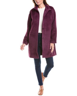 Женское пальто из шерсти и альпаки с воротником-стойкой Eileen Fisher Petite