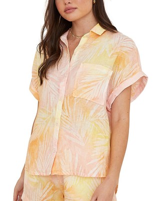 

Рубашка на пуговицах с карманами для женщин Bella Dahl, Sppsunset palm print