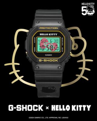 Pre-owned Casio G-shock Hello Kitty 50th Anniversary Collaboration Dw-5600kt24-1jr Limited Black