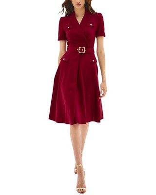 

Женское платье миди из смесового льна Bgl, Pomegranate