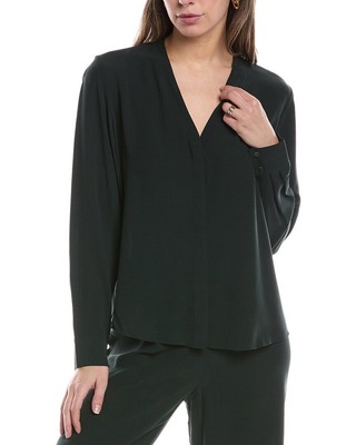 Eileen Fisher Petite V-Neck Silk Shirt Womens