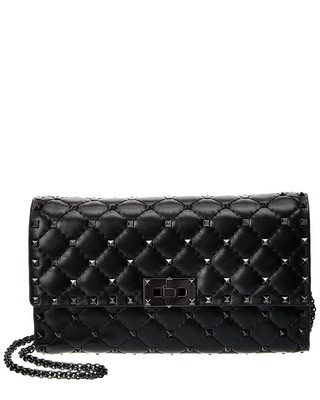 

Кожаное женское через плечо Valentino Rockstud Spike черного цвета, NA