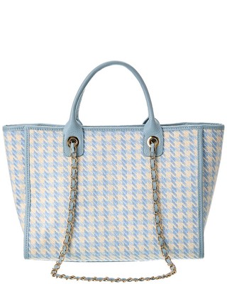 Persaman New York Kyra13 Leather Tote Womens Blue