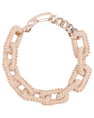 Pre-owned Carolina Herrera Raffia-wrapped Chain Necklace Women's