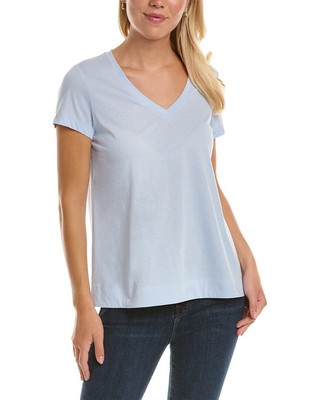 

Женская футболка Lafayette 148 New York The Modern с v-образным вырезом, Blue mist