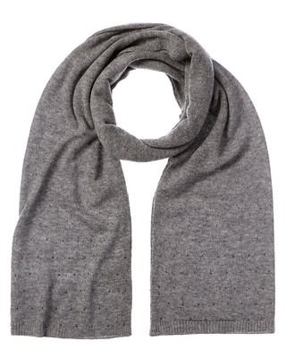 Женский кашемировый шарф Forte Cashmere с украшением в виде кристаллов, серый