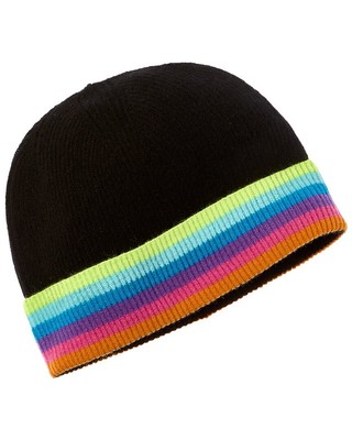 Женская кашемировая шапка Brodie Cashmere Rainbow Stripe 2.0 черного цвета