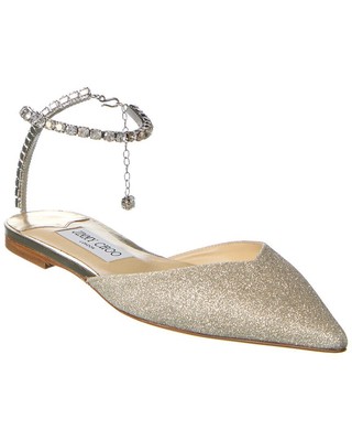 

Женские блестящие туфли на плоской подошве Jimmy Choo Saeda, Серебряный, NA