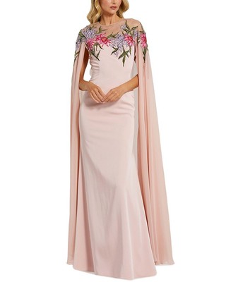 Mac Duggal Sheer Cape Gown Womens Pink 2