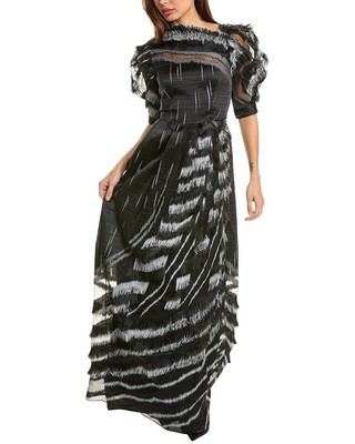 Женское шелковое платье с бахромой от Alberta Ferretti, черное 38
