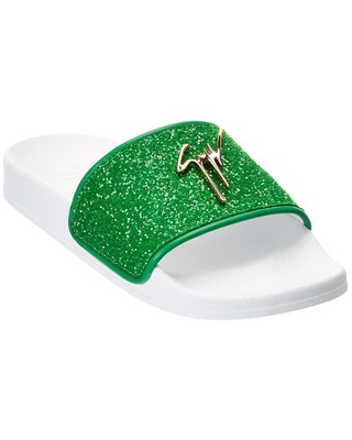 

Женские шлепанцы с блестками Giuseppe Zanotti Newlaburela, зеленые, Зеленый, NA
