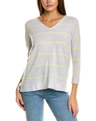 

Женский кашемировый свитер в полоску с v-образным вырезом Forte Cashmere Island, Grey