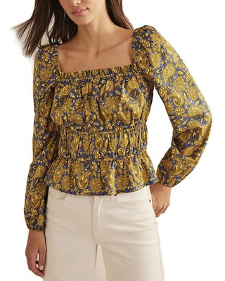 

Женский топ Boden с баской и сборками на талии, Yellow multi