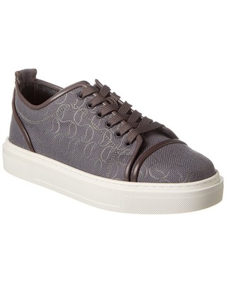 Мужские кроссовки Christian Louboutin Adolon Junior из жаккардовой ткани и кожи серого цвета