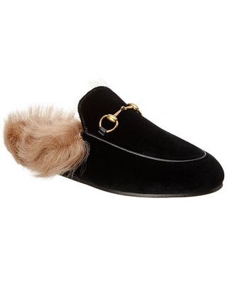 Бархатные тапочки Gucci Princetown Женские черные 34