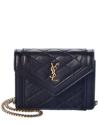 Женский кошелек Saint Laurent Gaby из микрокожи на цепочке, черный