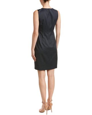 Elie Tahari Womens  Leather-Trim Sheath Dress, 2