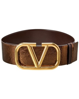 

Женский двусторонний кожаный ремень Valentino Vlogo, 70 мм, золотой