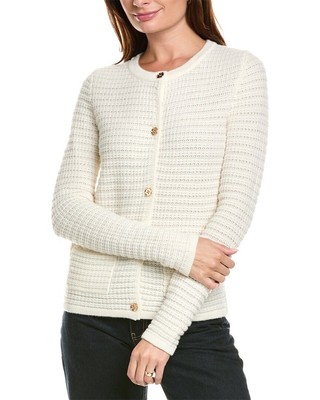Kier+J Wool & Cashmere-Blend Cardigan Womens White L