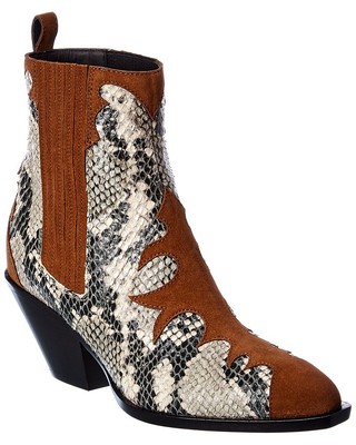 

Женские ботильоны Giuseppe Zanotti из замши и змеиной кожи, черные, Черный, NA