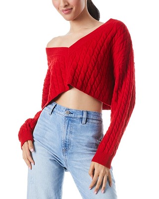 

Укороченный женский пуловер из шерсти и кашемира Alice + Olivia Ayden, O perfect ruby