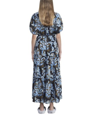 Pre-owned Lafayette 148 York Pleated Neck Dress Women's Xs/s In Black Multi