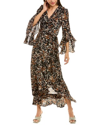 

Платье Max Studio Wrap Женское, Black/ecru pressed lily