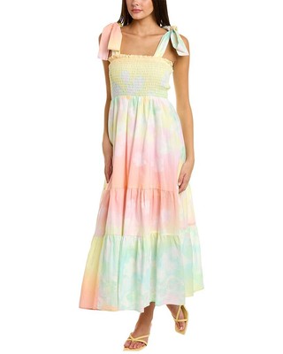 

Платье макси из смесового льна Kathleen Maeve Emma, женское, Falling rainbow floral