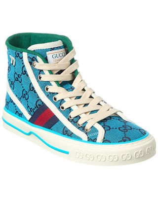 Женские парусиновые кроссовки с высоким берцем от Gucci Tennis 1977 Gg