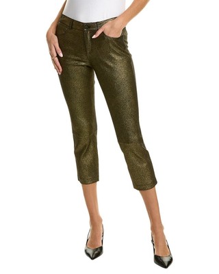 Pre-owned New York Lafayette 148 York Cropped Mercer Leather Pant Women's Yellow 38/2