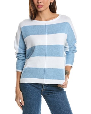 Кашемировый свитер Forte Cashmere в смелую полоску Dolman, женский белый Xs
