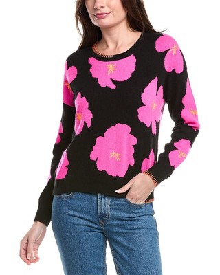 Brodie Cashmere Funky Floral Cashmere Sweater Womens Black S