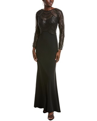Tadashi Shoji Embellished Gown Womens Black 14
