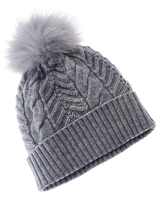 Женская шапка из смеси шерсти и кашемира Forte Cashmere Lux Cable серого цвета