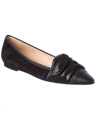 

Tod S Feather Suede Flat Женские черные, Черный, NA