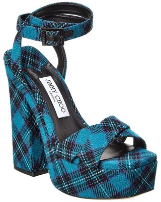 

Женские сандалии Jimmy Choo Gaia 140 на платформе в клетку тартан, Синий, NA