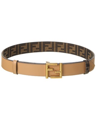 

Двусторонний кожаный ремень Fendi FF женский, Бежевый