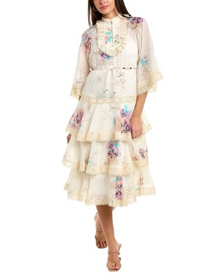 

Zimmermann Многоярусное мини-платье женское белое, Белый