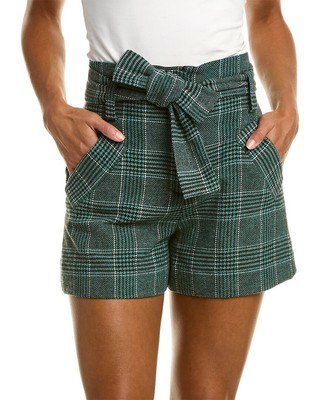 

Короткие женские полушерстяные шорты Maje с поясом, Зеленый, NA