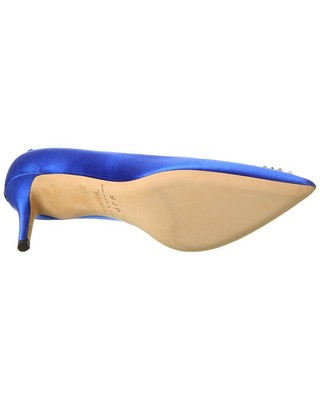 Pre-owned Sjp By Sarah Jessica Parker Tempest 70 Satin Pump Women's In Blue