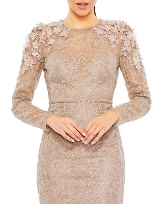 Pre-owned Mac Duggal Trumpet Gown Women's In Brown