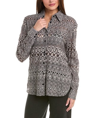 Pre-owned Missoni M  Patterned Wool-blend Shirt Women's Grey S In Gray