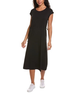 Женское миди-платье Eileen Fisher с драгоценным камнем на шее, черное 1X