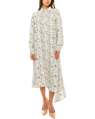 

Женское платье на пуговицах с воротником и принтом Yal New York, Белый